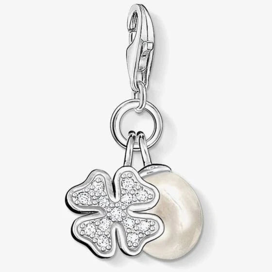 Thomas Sabo Sterling Silver Four Leaf clover/Pearl Charm ref 0831-001-12