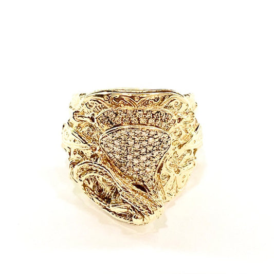 Preloved 9ct Yellow Gold Diamond set Saddle Ring
