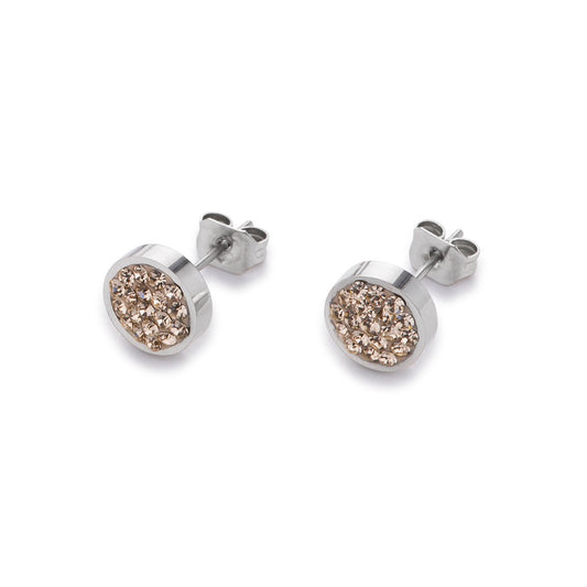 Coeur de Lion Stainless steel Peach Crystal stud earrings 0118/21-0225
