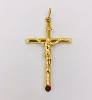 9ct Yellow Gold Hollow Crucifix Pendant Pre Loved