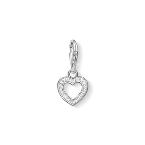 Thomas Sabo Sterling Silver Glitter CZ Heart Charm ref 0930-051-14