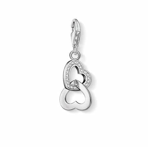 Thomas Sabo Sterling Silver Double Heart Charm ref 0863-051-14