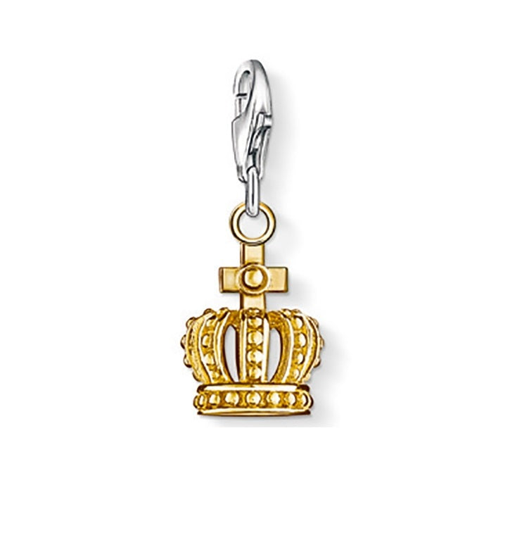 Thomas Sabo Sterling Silver Gold Plated Crown Charm ref 0945-413-12
