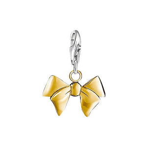Thomas Sabo Sterling Silver Gold plated Plain Bow Charm ref 0964-413-12