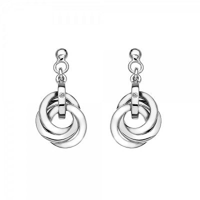 Hot Diamonds Sterling Silver Trio Diamond Stud Drop Earrings DE388