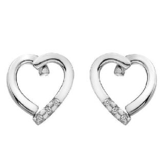 Hot Diamonds Sterling Silver Love Diamond CZ Heart Stud Earrings DE470