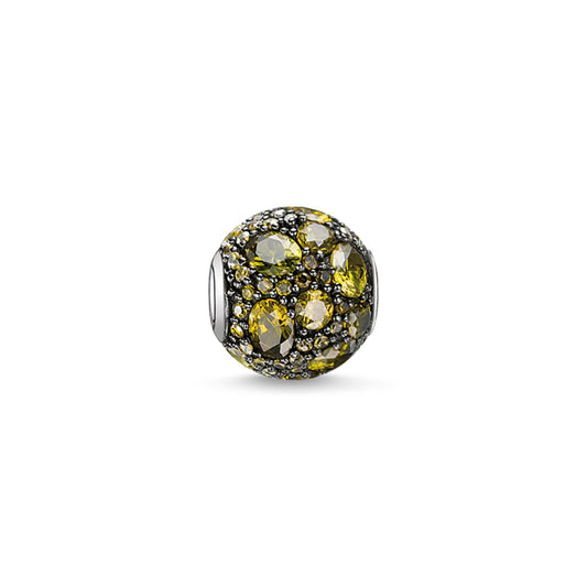 Thomas Sabo Sterling Silver Green CZ set Karma bead charm ref K0103-643-6