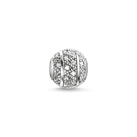 Thomas Sabo Sterling Silver CZ set Zig Zag Karma bead charm ref K0075-051-14