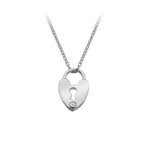Hot Diamonds Sterling Silver Diamond Set Heart Love Lock Pendant on Chain DP624
