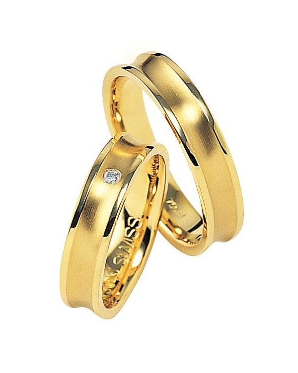 Furrer Jacot 750 18ct Yellow Gold 4.5mm Concave Wedding Ring 71-80630-0-0 (Diamond Set Ring Only)