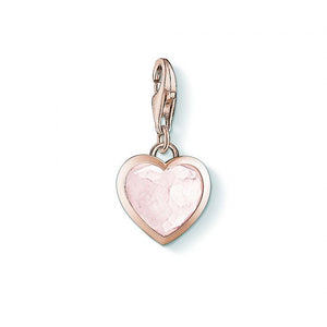 Thomas Sabo Sterling Silver Rose Gold Rose Quartz Heart Charm ref 1363-903-14