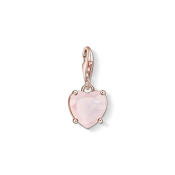 Thomas Sabo Sterling Silver Rose Gold Rose Quartz Heart Charm ref 1565-536-9
