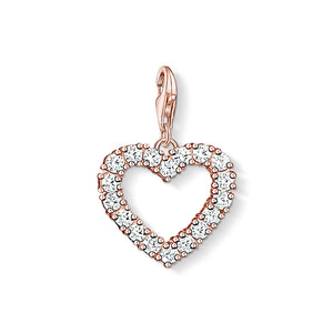 Thomas Sabo Sterling Silver Rose Gold CZ Open Heart Charm ref 1574-416-14