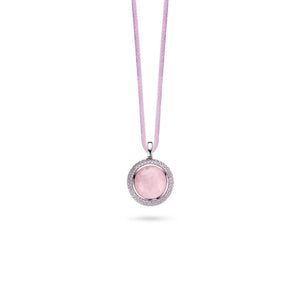 Ti Sento Stirling Silver Pink faceted and CZ set pendant ref 6691CP