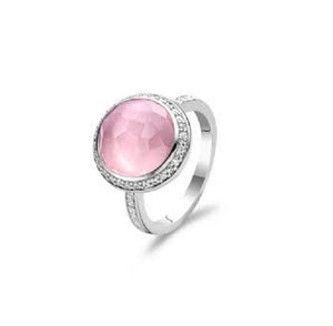 Ti Sento Stirling Silver Fuchsia faceted CZ set ring ref 1885FU/54 Size N