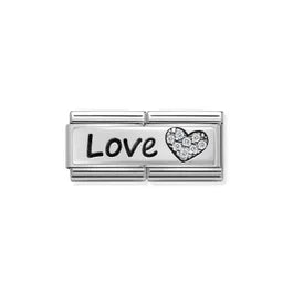 330731/05 Nomination Silver shine Double link Love Heart charm