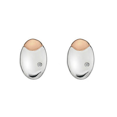 Hot Diamonds Sterling Silver & Rose Gold Oval Diamond Stud Earrings DE427