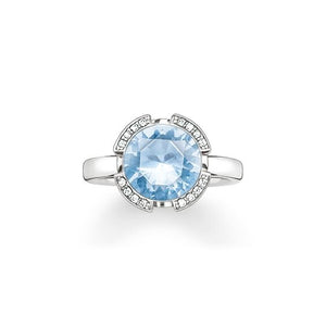 Thomas Sabo Silver Light Blue stone and CZ set ring Size 54 ref  TR2038-059-31-54