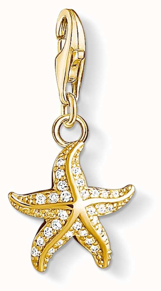 Thomas Sabo Sterling Silver gold plated CZ set Starfish Charm ref 1520-414-14
