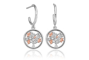 3SNTLCDE Clogau Silver/9ct gold Tree of Life drop earrings