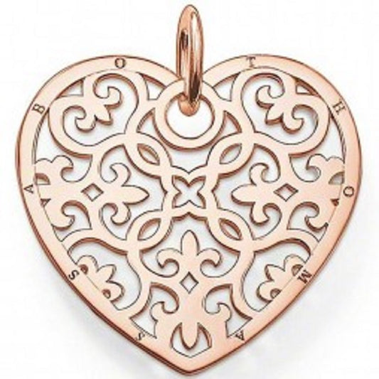 Thomas Sabo Silver/Rose Gold Plated Filigree Heart Pendant ref PE650-415-12