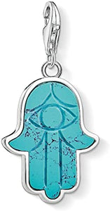 Thomas Sabo Sterling Silver Synthetic Turquoise Hand of Fatima charm ref 1558-404-17