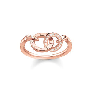 Thomas Sabo Rose gold plated CZ set intertwined together ring TR2141-416-40-54 Size 54/N