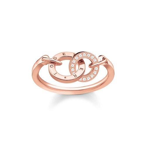 Thomas Sabo Rose gold plated CZ set intertwined together ring TR2141-416-40-54 Size 54/N