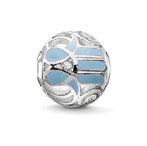 Thomas Sabo Sterling Silver Blue Fatima Hand Karma Bead charm ref K0208-041-31