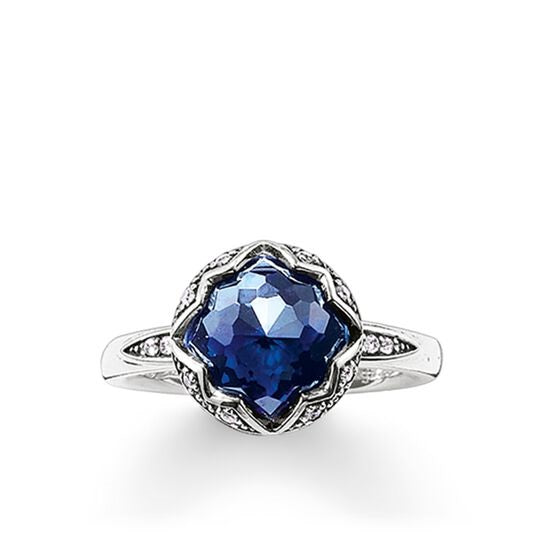 Thomas Sabo Silver Blue stone set Ring Size 54 ref TR2028-640-1-54