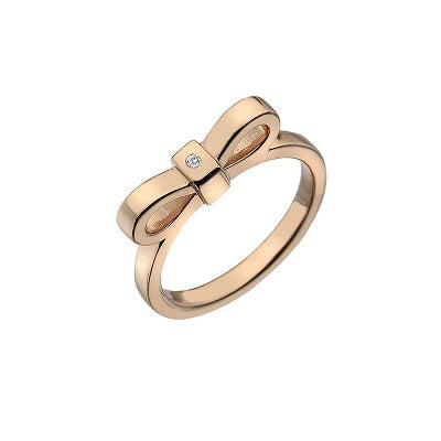 Hot Diamonds Rose Gold Sterling Silver Diamond Bow Ring DR197