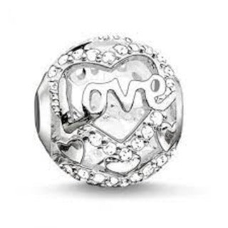 Thomas Sabo Sterling Silver CZ set Heart of Love Karma Bead charm ref K0177-051-14