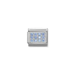 330307/05 Nomination Silver shine Pave Light Blue CZ set charm