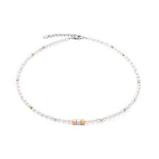 1107/10-1642 Coeur de Lion Stainless Steel fresh water pearl set necklace