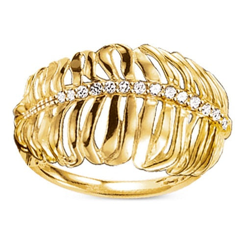 Thomas Sabo Sterling Silver Gold Plated CZ set Feather ring TR1976-414-14-54 Size 54/N