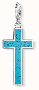 Thomas Sabo Sterling Silver Simulated Turquoise Cross charm ref Y0021-404-17