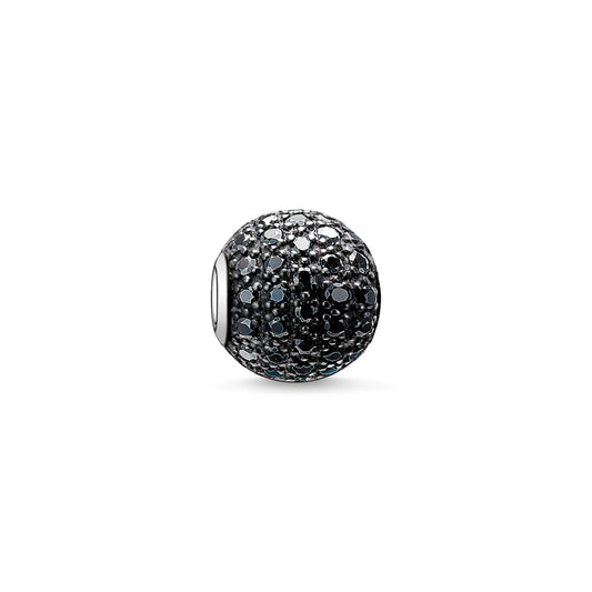 Thomas Sabo Sterling Silver Black CZ Pave set Karma bead charm ref K0029-051-11