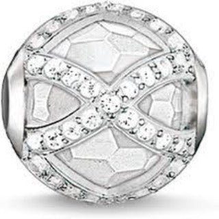 Thomas Sabo Sterling Silver Milky Quartz CZ set  Karma Bead Charm ref K0140-690-14