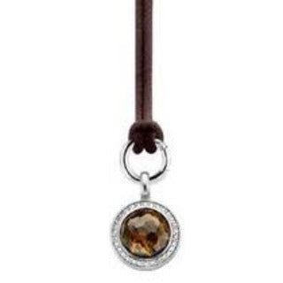 Ti Sento Stirling Silver Brown Faceted CZ set pendant ref 6611TE