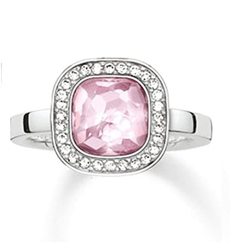 Thomas Sabo Sterling Silver Pink Stone set ring Size 54 ref TR2029-050-9-54