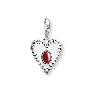 Thomas Sabo Sterling Silver Synthetic Red Coral stone set Heart charm ref 1683-111-10