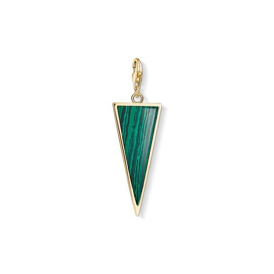 Thomas Sabo Sterling Silver gold plated Green Triangle charm ref Y0023-140-6