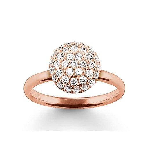 Thomas Sabo Sterling Silver Rose gold Plated CZ set ring TR1972-416-14-52 Size 52