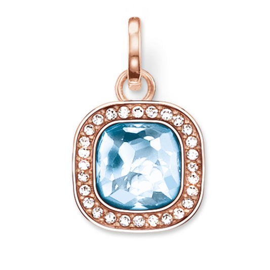 THOMAS SABO  Rose Gold Plated Square Blue Cubic Zirconia Pendant ref PE687-635-1