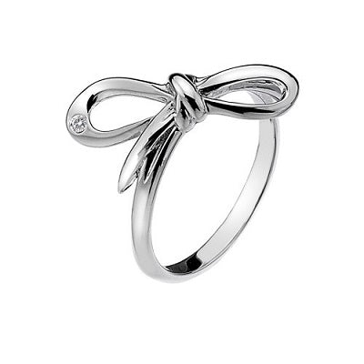 Hot Diamonds Sterling Silver Diamond Ribbon Bow Ring DR120