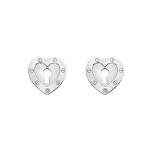 Hot Diamonds Sterling Silver Lock in Love Heart Diamond Stud Earrings DE527