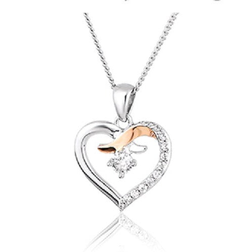 Clogau Sterling Silver /9ct Rose gold Kiss Heart Pendant Ref 3SCGKP