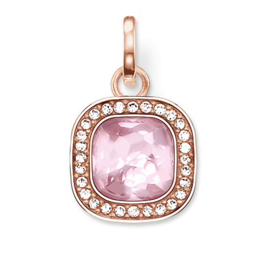THOMAS SABO  Rose Gold Plated Square Pink Cubic Zirconia Pendant ref PE687-633-9