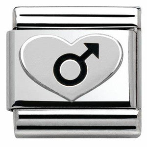 330101/07 Nomination Silver Shine Male Symbol Heart charm