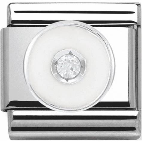330305/16 Nomination Silver shine White on White CZ set Circle charm